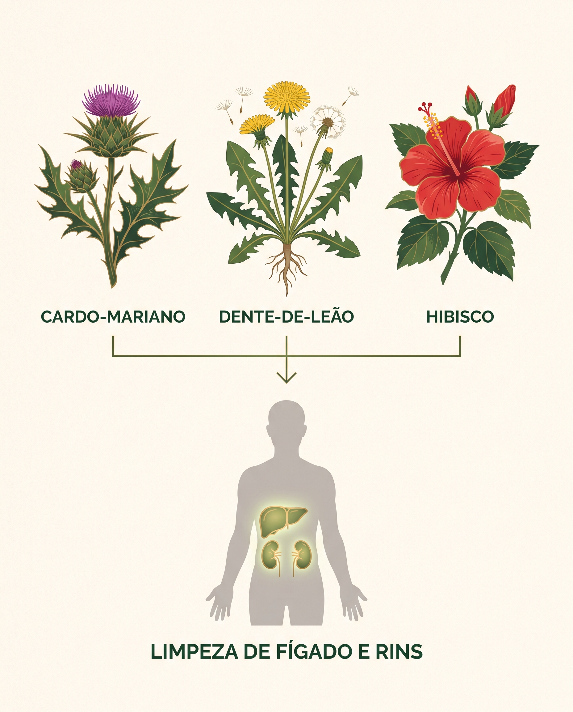 Cardo-mariano, dente-de-leão e hibisco no apoio à limpeza de fígado e rins
